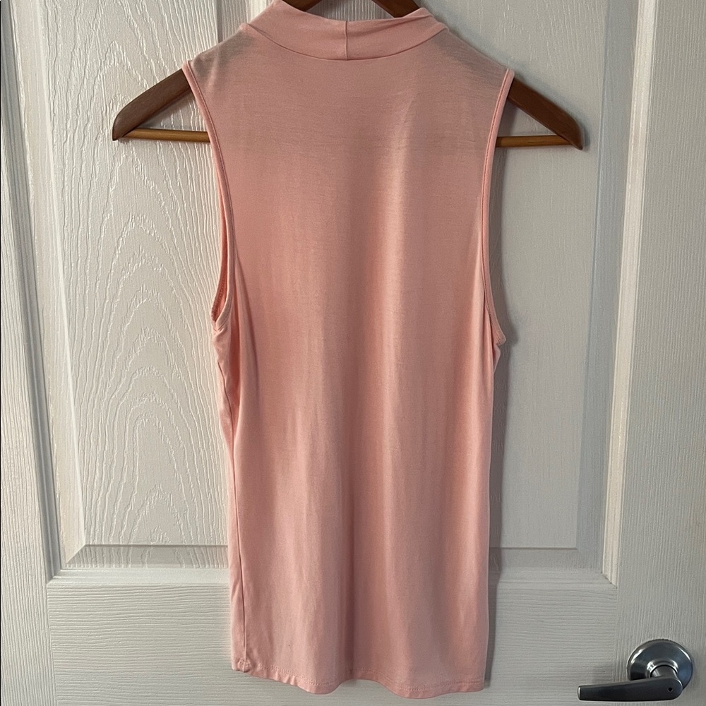 miami Sleeveless Mock Neck Tank Top in Pale Pink - Picture 3 of 3